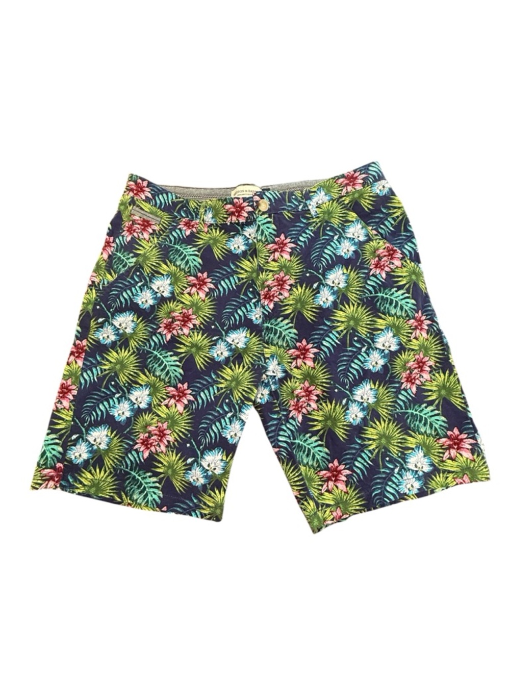Hudson & Barrow Tropical Hawaiian Floral Shorts Beach Resortwear 9” Chinos 36